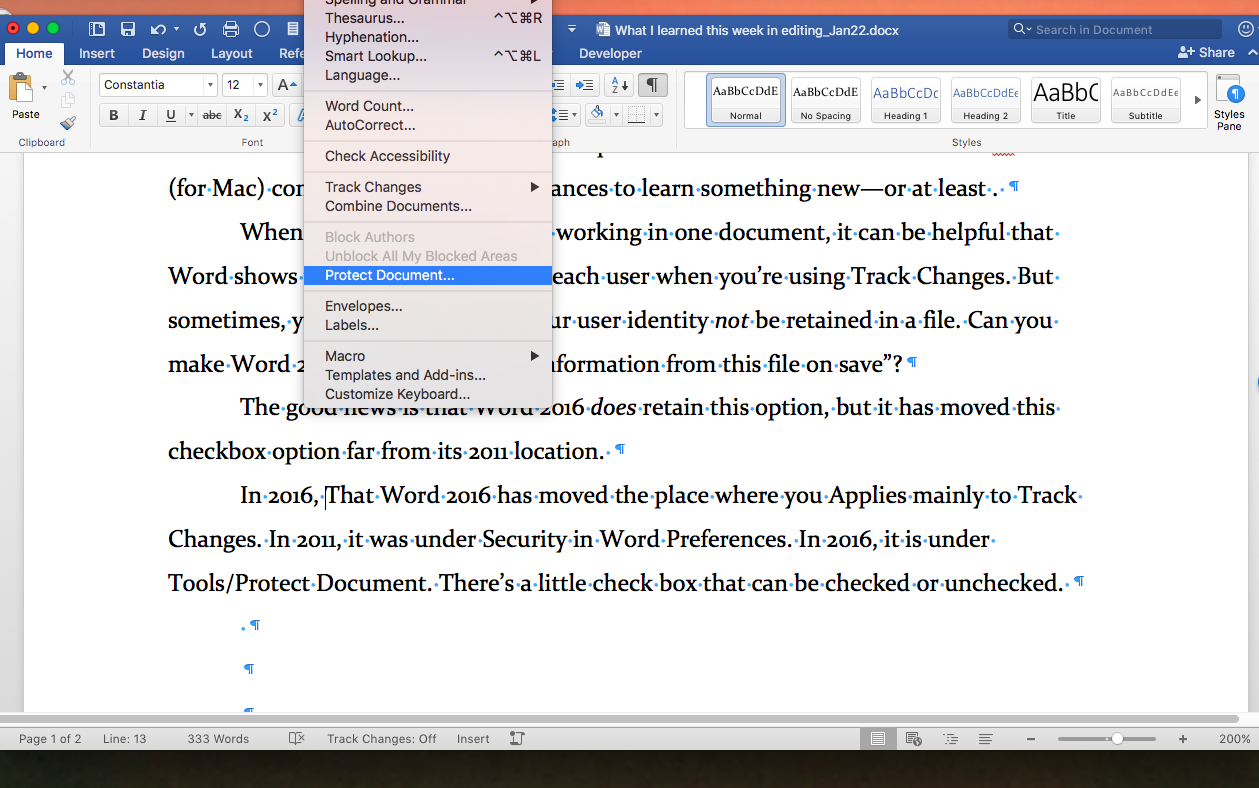set proof reading settings on microsoft word for mac 2016